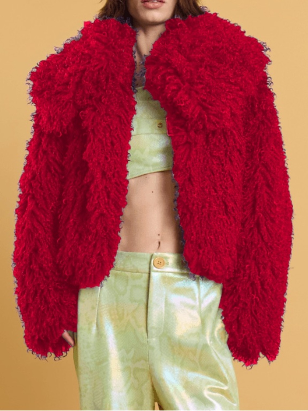 Jayley Red Faux Fur Coat